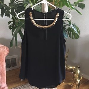 SOLD! Black Tank with gold hardware neckline